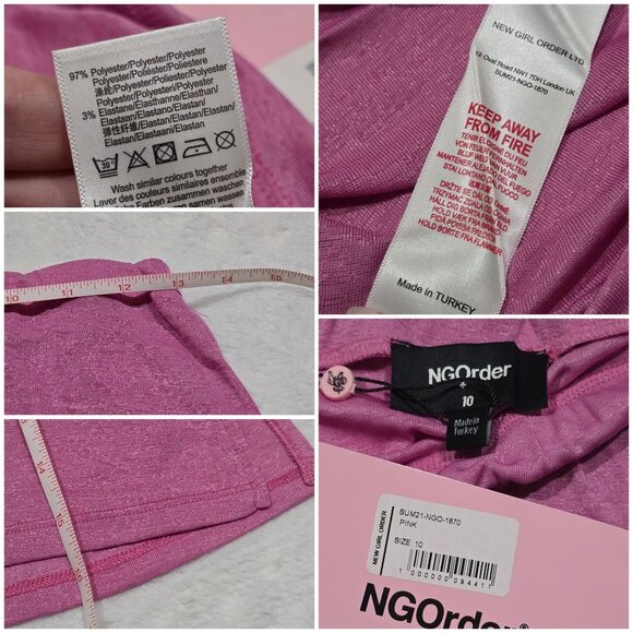 NGOrder ✦ Royalty Sheer Pink Mini Skirt ✦ Side Slit Graphic Design Sz US 8 NWT - Picture 8 of 11